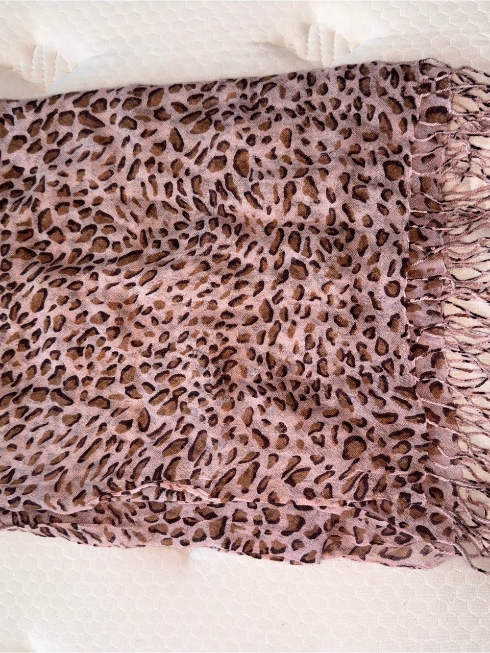 175.Leopard Print Fringed Fashion Scarf - Brown - Picture 2 of 3